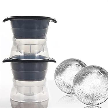 Imagem de Yajun Molde de bola de gelo, 2 peças/conjunto, criativo, 6 cm, bandeja de cubo de gelo de silicone, para cozinha, use coquetéis frescos, moldes de bebidas de vinho