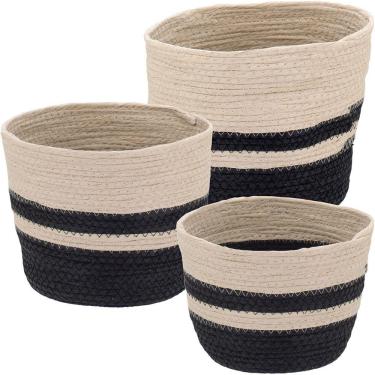 Imagem de Jibaran Cesta Fibra Preto 3Pç