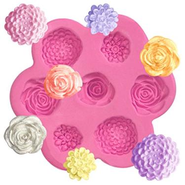 Imagem de FUNSHOWCASE molde de silicone para decoração de bolos de artesanato, topo de cupcake, argila de polímero, projetos de artesanato de cera de sabonete 7 cavidades