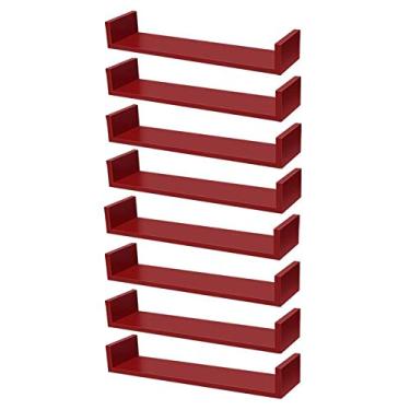 Imagem de Kit 8 Prateleiras U 60 x 10cm Vermelha Suporte Invisível