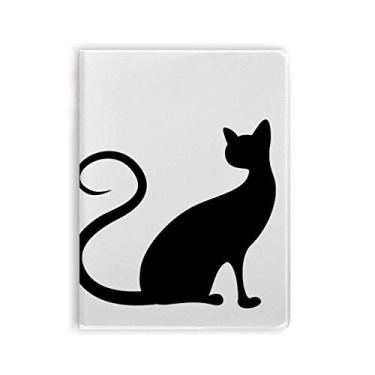 Imagem de Caderno elegante com silhueta de animal de gato preto, capa de goma