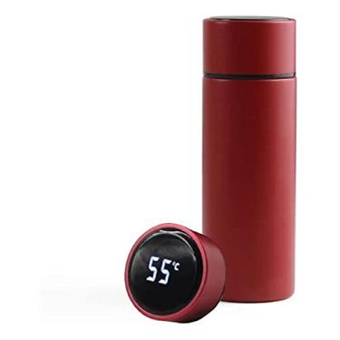 Imagem de Garrafa Térmica Inox A Vácuo Termômetro Display Led 500 ML Cor:Vermelho