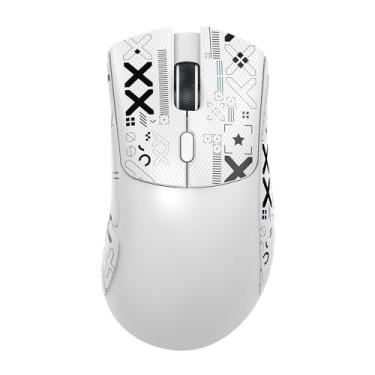 Imagem de MAMBASNAKE Mouse para jogos sem fio Attack Shark R1, sensor óptico PixArt PAW3311 18K DPI, 59 g leve 2,4 GHz/BT5.2/mouse de computador com fio com botões programáveis para PC/laptop/Win/Mac - branco e