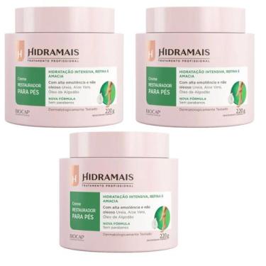 Imagem de Kit 3 Creme Desodorante Restaurador para Pés Hidramais 220g