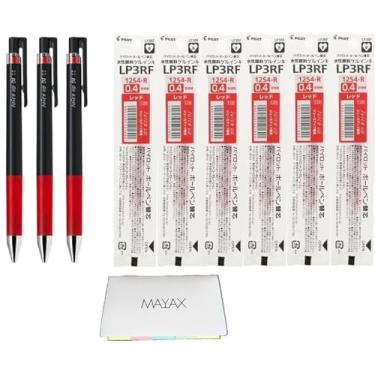 Imagem de MAYAX Caneta de tinta de gel retrátil Pilot juice up 04 ponta ultrafina 0,4 mm, 3 canetas e 6 recargas, notas adesivas originais (vermelha)