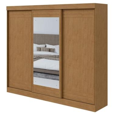 Imagem de Guarda Roupa Casal Nice 3 Portas 2 Gavetas Amêndoa Clean Off White Flex com Espelho - Lopas