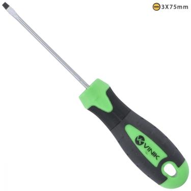 Imagem de Chave De Fenda 3 X 75mm - 1/8 X 3 Pol. Em Aço Cromo Vanadio Cabo Ergonomico