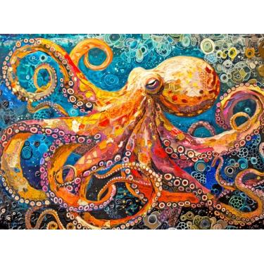 Imagem de Cross & Glory - The Great Blue Octopus Enigma - 1000 Piece Jigsaw Puzzle for Adults | Ocean Puzzle | Unique Brain Teaser | Vibrant Marine Artwork