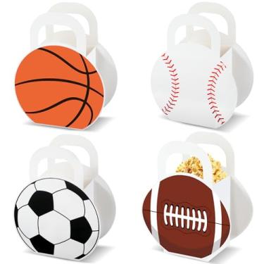 Imagem de Justforjoyful 24 peças de caixas de lembrancinhas esportivas de futebol americano caixa de presente de futebol beisebol basquete saco de presente com alça decorações para esportes, aniversário, chá de