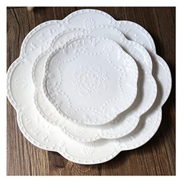 Imagem de Conjunto de 3 pratos de jantar de prato de serviço, conjunto de pratos de cerâmica de 25 cm para bife, salada, macarrão, prato de aperitivo, sobremesa, forno de microondas e lava-louças, conjunto de