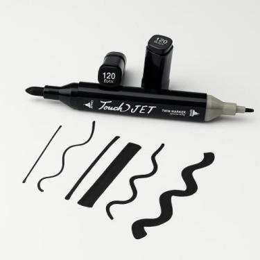 Imagem de Kit 10 Caneta Marcadores Com Ponta Dupla Tampa Com Número de Cor Preta