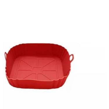 Imagem de Forma De Silicone Air fryer Antiaderente Cesto Silicone Fritadeira Elétrica Quadrado