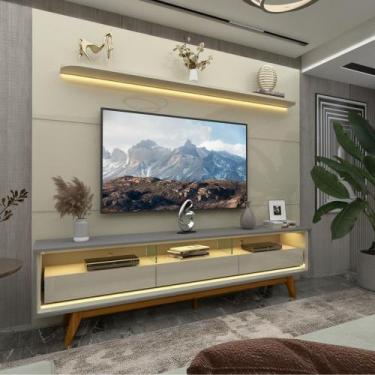 Imagem de Rack com Painel para TV até 85 Polegadas 3 Gavetas LED com Pés Royal R