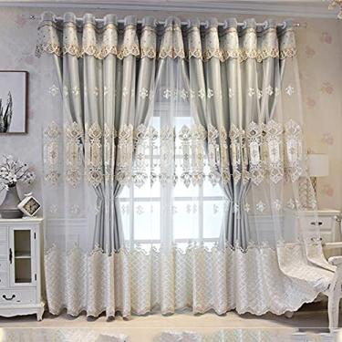 Imagem de Cortina blecaute de tule de camada dupla para sala de estar, elegante painel de cortinas escurecimento em camadas, blecaute em camadas, isolamento térmico, para quarto de menina, com isolamento