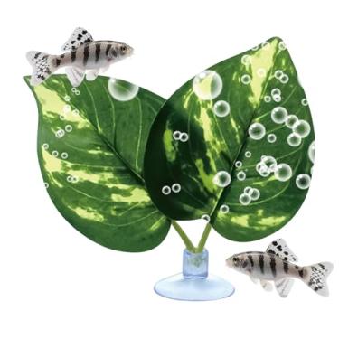 Imagem de Cama de peixe Betta, almofada de folha de peixe Betta com ventosa - Planta realista para camarão Guppy Recinto dormir escondido enriquecimento brincando