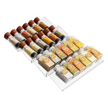 Imagem de Organizador de gaveta de temperos, bandeja organizadora de gaveta de temperos, bandejas expansíveis de condimentos para armário de apartamentos, aluguel de casa, despensa de restaurante