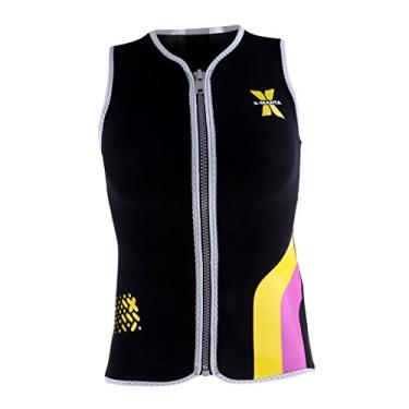 Imagem de Top de Roupa de para Mulheres 3 MM Neoprene com Zíper Frontal Caiaque Sem Manga, Preto, S.