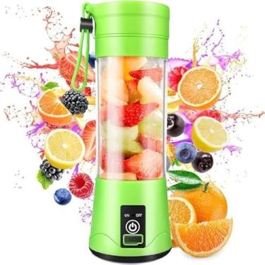 Imagem de Mini Liquidificador Portátil Mixer Juice Garrafa Portátil Cabo USB 6 Lâminas Shake Sucos Coqueteleira Eletrica Sem Fio Squeeze Recarregável Cores sortidas Premium