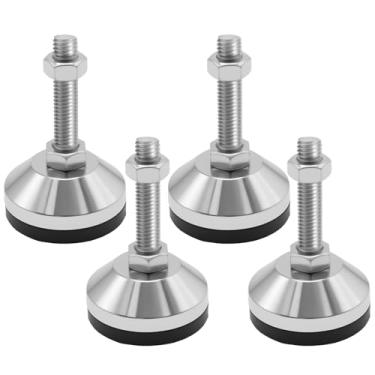 Imagem de laffoonparts 4 peças de niveladores de pés ajustáveis base de 6 cm de diâmetro, rosca M12 para pé ajustável, suporte de 2,395 kg, adequado para armário, mesa, bancada de trabalho, máquina