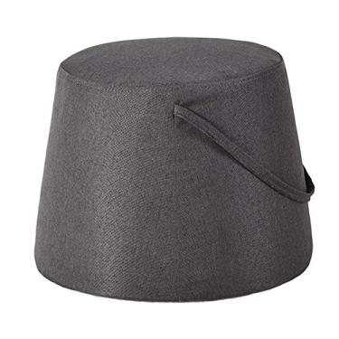 Imagem de Banqueta para pés, banqueta otomana de plástico otomano banco redondo doméstico banco de maquiagem banco de sapato cesto de lixo sala de estar, 7 cores (cor: rosa, tamanho: 34,5 x 45 cm) (Gra