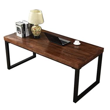 Imagem de Mesa de escritório estilo industrial mesa de computador de escritório de madeira maciça, pernas de mesa de metal simples, mesa multifuncional, fácil de instalar e limpar (uma cor 180 x 80 x 75 cm) (A
