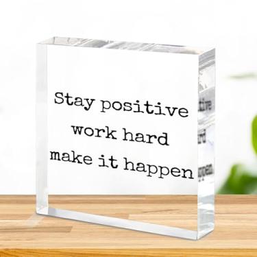 Imagem de Placa de acrílico com citações inspiradoras, decoração motivacional de mesa de escritório, frases positivas para prateleira de casa, centro de mesa moderna, presentes edificantes para colegas de