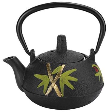 Imagem de Chaleira de chá de ferro fundido japonês sem revestimento flor de ameixa design de bambu elegante bule de ferro artesanal para cerimônia de chá em casa decoração de estudo