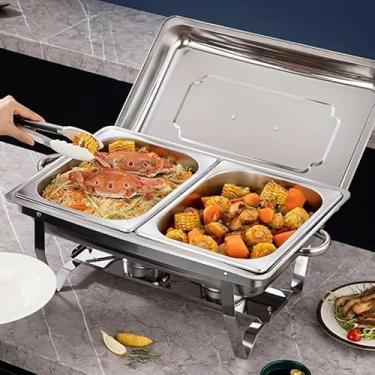Imagem de Rechaud Inox 9 Litros 2 Panelas Banho Maria 2 Cubas Buffet(2 graus)