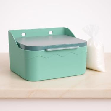 Imagem de Saleiro Premium 1kg com Tampa Basculante – Para Parede ou Bancada | Antiumidade, Compacto e Decorativo para Cozinha Saleiro Verde Harmonia