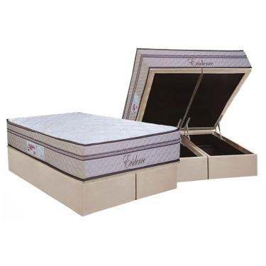 Imagem de Cama Box Baú King: Colchão Molas Ensacadas Paropas Evidence + Base Crc Suede Clean (193x203)
