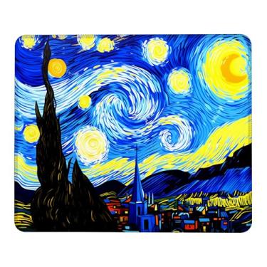 Imagem de Tapete de mouse noturno estrelado, mouse pad quadrado com borda costurada, tapete de mesa com base antiderrapante, tapete de proteção de mesa lavável 24 x 19 cm