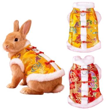 Imagem de 2 peças de roupas de coelho, jaqueta acolchoada de ano novo, roupa fofa adequada para coelhos, Degus, furões, porquinhos-da-índia, gatinhos, filhotes e outros animais pequenos (PP)