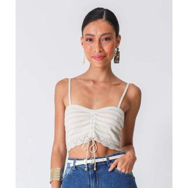 Imagem de Top Cropped Feminino Lurex Marisa Bege-78176, Bege, P