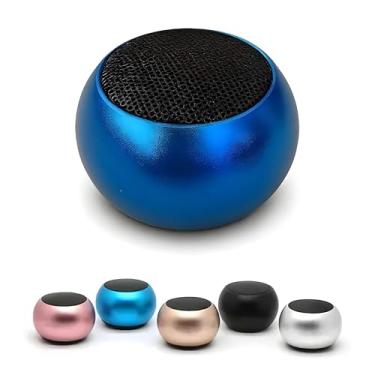Imagem de Mini Caixa de Som Bluetooth Portátil Redonda Sem Fio Com Microfone Integrado – Recarregável via Cabo USB, Pequena e Potente Para PC, Notebook, TV, Tablets, Celular e Computador (Azul)
