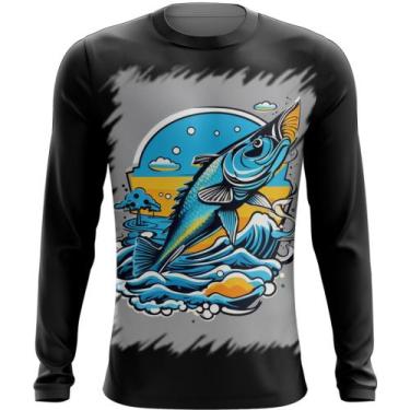 Imagem de Camiseta Manga Longa Pesca Esportiva Peixes Azul Paz 2 - Kasubeck Stor