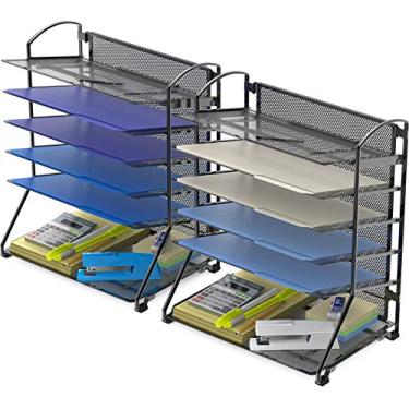 Imagem de SimpleHouseware 6 bandejas para mesa organizador de documentos., Preto, 2 Pack