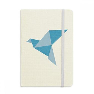 Imagem de Caderno com estampa de pombo abstrata de origami azul, capa dura em tecido, diário clássico