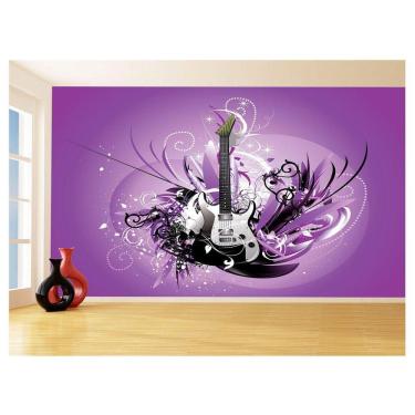 Imagem de Papel De Parede 3D Musica Guitarra Arte Graffiti 3,5M Mus71