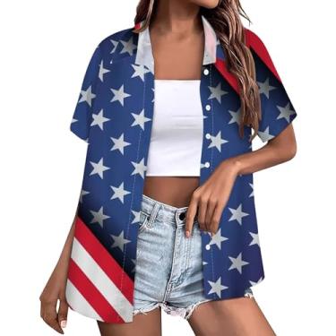 Imagem de America Apparel Camiseta feminina Memorial Day, lindas camisetas femininas patrióticas, tops de verão, Vermelho, M