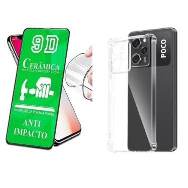 Imagem de Kit Capa Capinha Antishock + Película Ceramica Clear 9D Para Xiaomi Poco X5 Pro 5G
