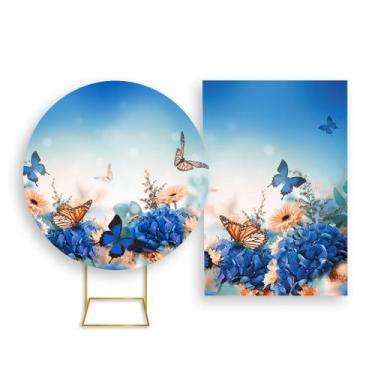 Imagem de Painel De Festa Redondo 1,50x1,50 + Painel Vertical 1,50x2,20 - Flores