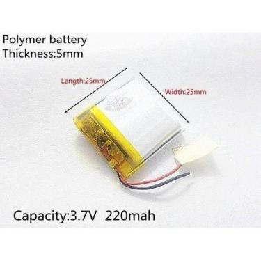 Imagem de Bateria 220 Mah 3,7 V 5mm X 25mm X 25mm 2 Fios Nova - bgb
