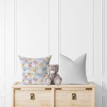 Imagem de Kit 2 Almofadas Com Enchimento Infantil Floral Xadrez Cinza - Core Dec