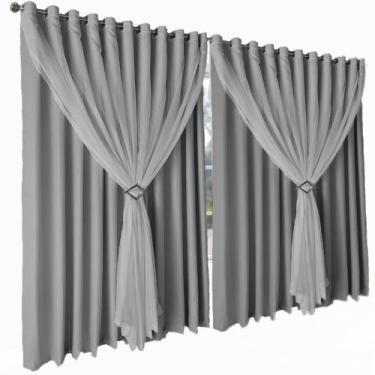 Imagem de cortina pé direito blackout c/voal 5,00 x 4,30 Livia branco - Bravin C