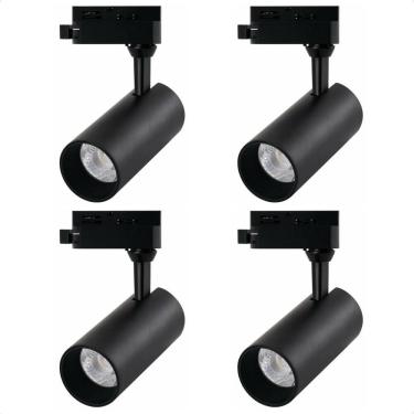 Imagem de Kit 4 Spot Led MR16 para Trilho Eletrificado Preto 110/220v 6500K Frio