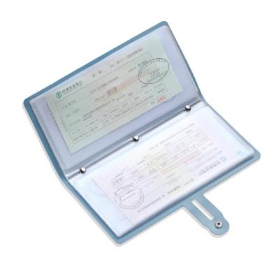 Imagem de Organizador de recibos de couro, organizador de cupons com 20 bolsos, porta-recibos multiuso com porta-cartão de crédito, porta-cupons estilo carteira evita perda ou dano de recibos e cupons, Azul