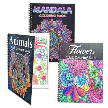 Imagem de Livro de Colorir Ilyever para Adultos - 3 Unidades com 60 Páginas para