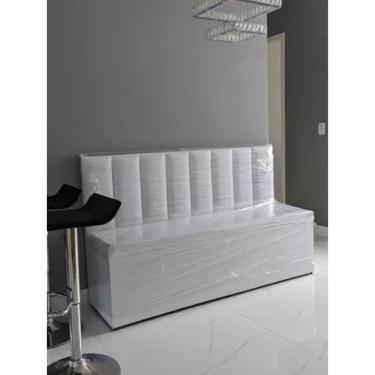 Imagem de Conjunto Canto Alemão Baú Encosto Ripado Corino 110x45cm