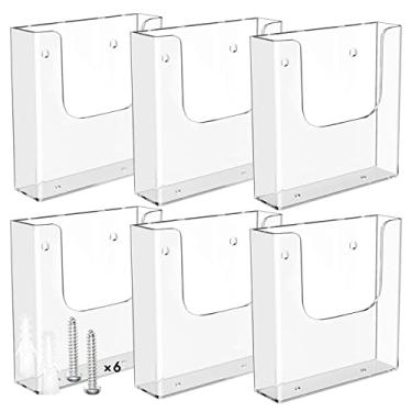 Imagem de MaxGear Porta-folheto 15,7 x 22,8 cm Suporte para placa de montagem na parede Suporte de folheto transparente Porta-folheto de parede Porta-panfleto acrílico Suporte de plástico de três dobras, 6 pacotes