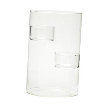 Imagem de Bothyi Suporte de vidro para velas, cilindro transparente criativo à prova de vento para festas de jantar, decoração de casamento e sala de jantar, L